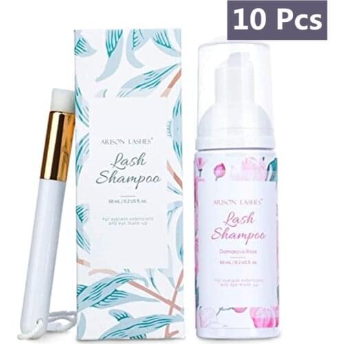 10pcs 60ml Eyelash Clean Shampoo Kit with Mousse Brush Eye Lash Lift Cleaning Foam Eyelash Extension Makeup Remover Tool