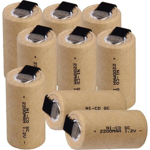 10 pcs SC 2200mah 1.2v battery NICD rechargeable subc batteries for makita bosch B&D Hitachi metabo dewalt for CASALS