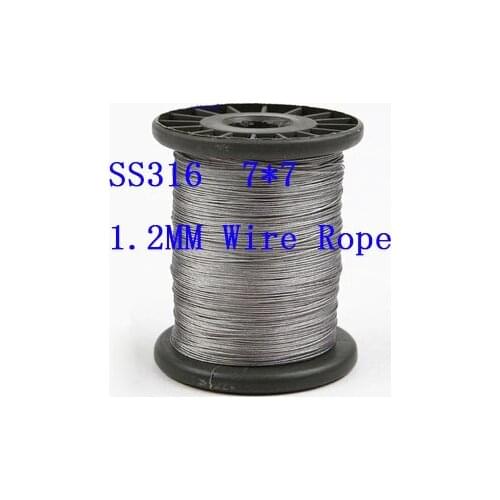 100 meters,SS316 material, 1.2mm dia, 7*7 Structure,Stainless Steel Wire Rope Hanging clothes Fishing rope