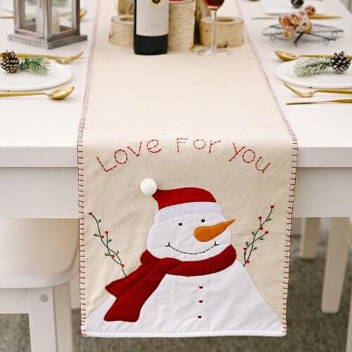 180x36cm Christmas Decorations Table Flag Home Decor Room Desktop Tea Table Mat Festival Xmas Santa Claus Tablecloth Table Cover