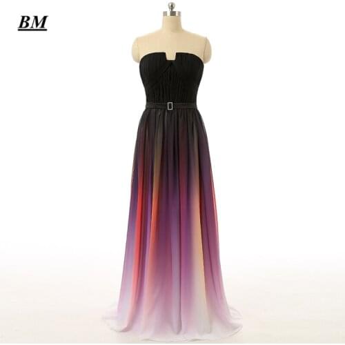 2019 Sexy Sweetheart Gradient Chiffon Prom Dresses Beaded Long Ombre Formal Evening Dress Party Gown Vestidos De Gala BM162