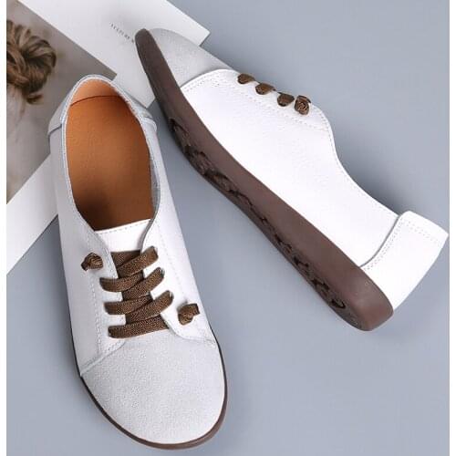 2021 Genuine Leather Women Shoes Woman Spring Ladies Shoes Slip On Ballet Flats Sneakers Women Oxford Shoes Plus Size Moccains