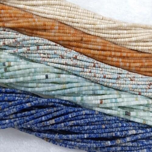 2x4mm Natural Stone Green Dongling Bead Small Cylindrical Separator Handmade DIY Necklace Bracelet Jewelry Accessories