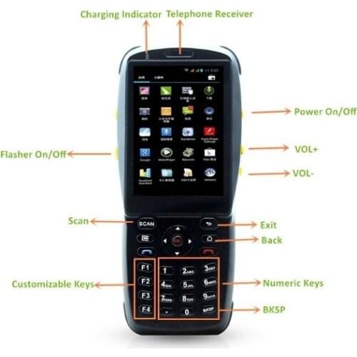 3.5 Inch Touch Screen Black Color Android PDA Terminal with NFC RFID Reader, 1D Barcode Scanner WIFI,3G