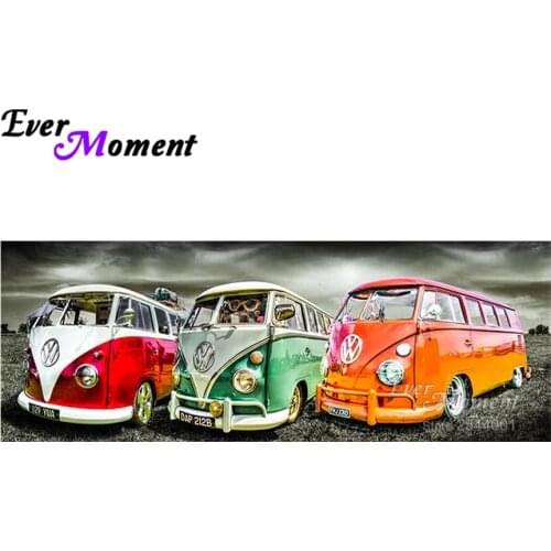 Ever Moment 5D DIY Diamond Painting Full Vehicle Buses Diamond Car Embroidery Square Crystal 5D Diamond Stich Mosaic ASF862