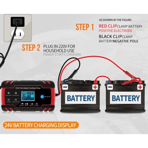 Vehicle charger power charger 12/24V The New durable Car Vehicle LCD Display Intelligent Pulse Repair Power Battery Charger