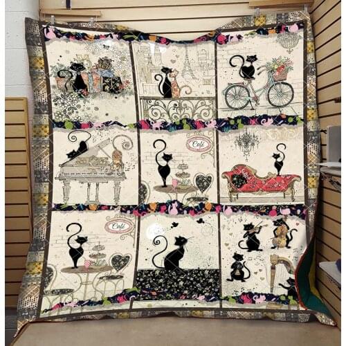 Elegant Cat Quilt Romantic Sweet Beautiful Kids School Adults Bed Summer Cool Quilt Comfortable Hot Sale Dropshipping