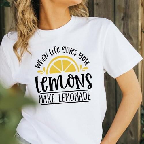 When Life Gives You Lemons Women Graphic T Shirts Short Sleeve Funny Aesthetic Harajuku T-shirt Female Tops Tee Camisetas Mujer