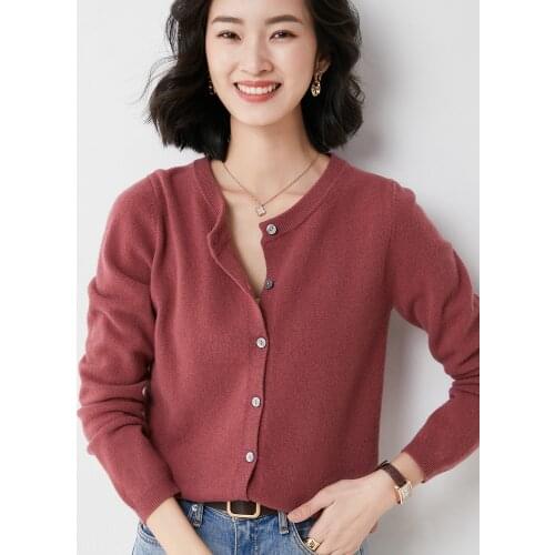 Cardigan Womens 2021 Spring and Autumn New Japanese Tide Brand Round Neck Sweater Short Outer Wool Coat 60112