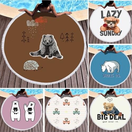Cartoon abstract animal pattern Fringed beach towel Round beach towel luxury beach towel Sea beach towel Pareo beach strandlaken