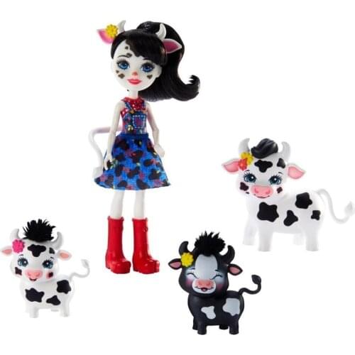 Enchantimals Character Toy Doll Cambrie Cow and Ricotta Family Cute Animal Friends for Girls Fashion Toys Collectible Models