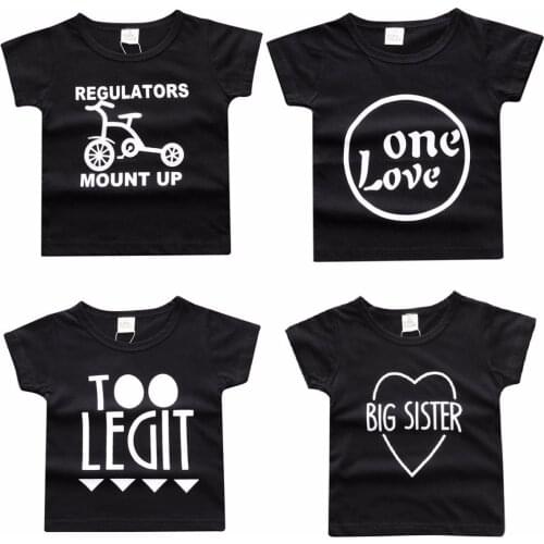 Summer Black Baby Boy T-Shirts Infant Tees Shirt Letter Print Short Sleeved Toddler Tops Baby Clothes T Shirt Children Outfits