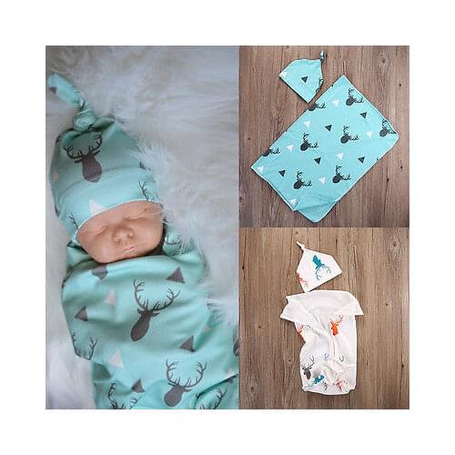 Hot Soft Toddler Kids Baby Boy Girl Deer Swaddle Blanket Coming Home White Blue Sleeping Bags Hats Bath Tower Swaddling Blankets