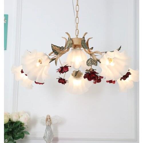 European Pastoral Style Bedroom Chandeliers American Retro Living Room Wrought Iron Country Dining Room Kitchen Bathroom Lamps