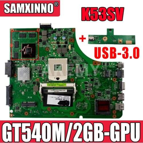 Akemy NEW MB K53SV motherboard For ASUS K53SC X53S K53SV K53SM K53SJ P53Sj laptop mainboard HM65 GT540M/1GB-GPU USB-2.0