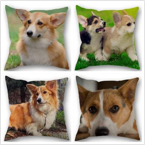 Custom welsh corgi pembroke Cotton Linen Square Zippered Pillow Cover For Office Family Customize Your Picture 45*45cm DIY