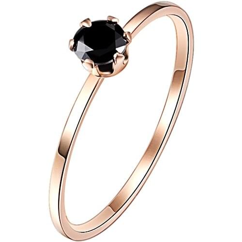 KNOCK Single Fine Ring Titanium Steel Material Inlaid Transparent Black Fashion Trendy Ring for Women Jewelry Gift