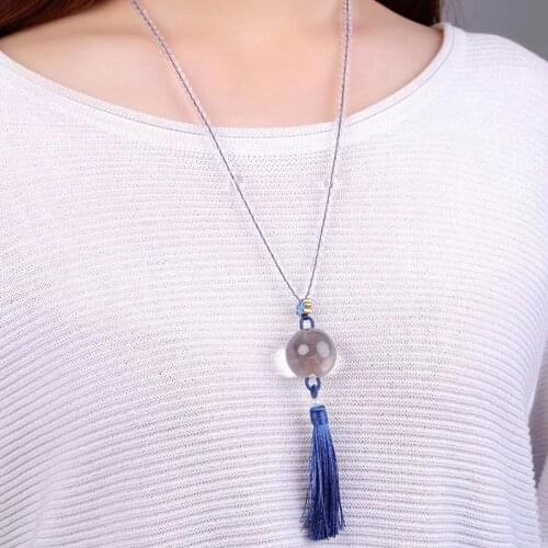 Wholesale White Natural Crystal Pendants Ball and Tassel Pendant Beads Sweater Chain Blessing Lucky Pendant Crystal Jewelry