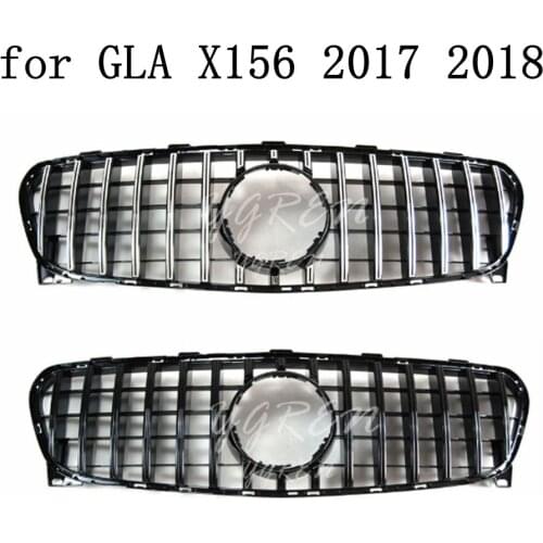 Front Upper Silver Trim Grille for Mercedes X156 GLA-CLASS GT R Style 2017-2018