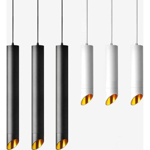 Dining Room Shop Bar Home Hanging lamp Drop light Counter Decoration Cylinder Pipe Pendant Light Kitchen Long Tube GU10 Dia60mm