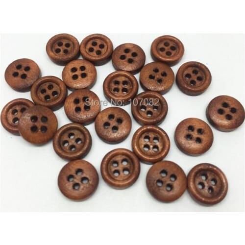 1000pcs 13mm Brown Color Wood Round Buttons Sewing Accessories Button for Scrapbooking Cardmaking