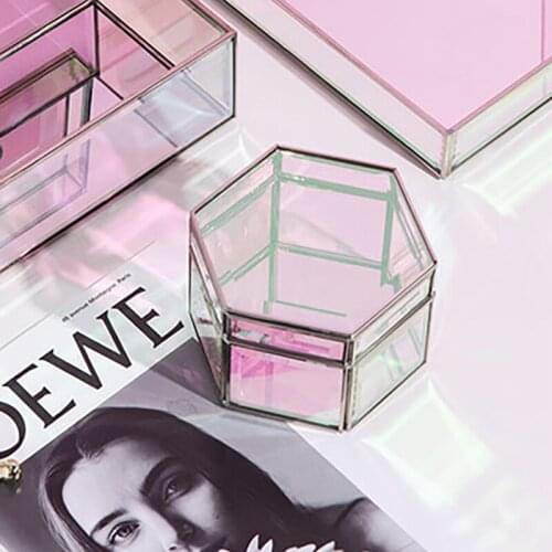 Dustproof Jewelry Earring Storage Box коробка для хранения Glass Tabletop Large Capacity Light Luxury Cosmetics Storages Boxes