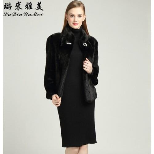 Luxury Quality Mink Fur Womens Coats of Large Sizes Whole Skin Real Fur Outwear Womens Winter Warm Mink Fur Coat Female S-7XL