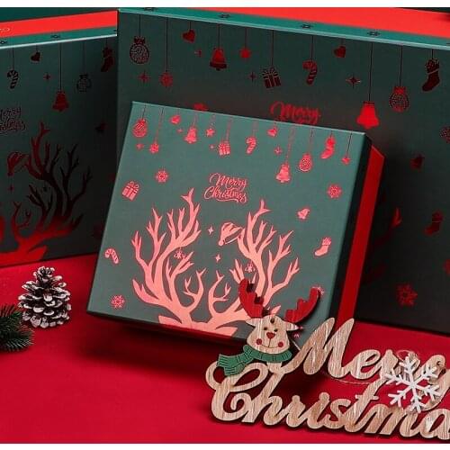 Christmas XMAS Gift Box Paper Santa Claus Snowman Candy Cookie Star Christmas Hand Bag Pack Boxes With Ribbon Gift box&bag suit