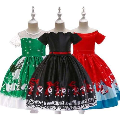 Snow Man Christmas Dress For Girl Costume Kids Girls Dress Print Animal Funny Dress Baby Girl Party Dress SD