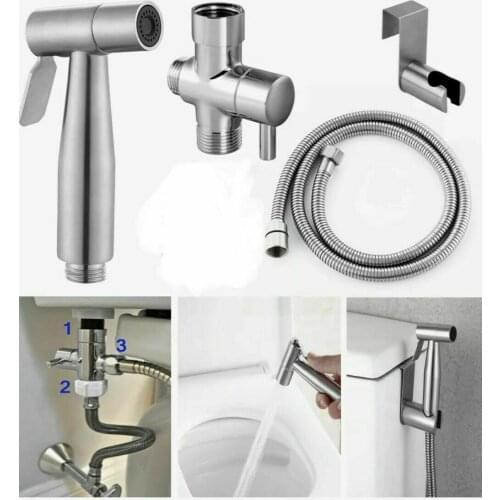 Handheld Toilet Bidet Sprayer Set Kit Stainless Steel Hand Bidet Faucet for Bathroom Hand Sprayer Shower Head Self Cleaning