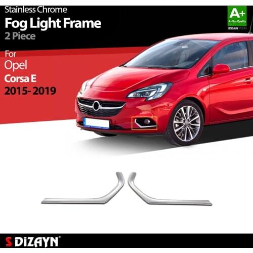For Opel Corsa E Chrome Fog Light Frame Stainless Steel 2 Piece Design Exterior Products Car Accessories Auto Parts Stickers
