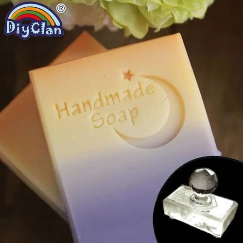 Moon Shape Handmade Soap Making Stamp Transparent Resin Little Star Diy Natural Soap Stamps With Handle Acrylic Chapters Custom