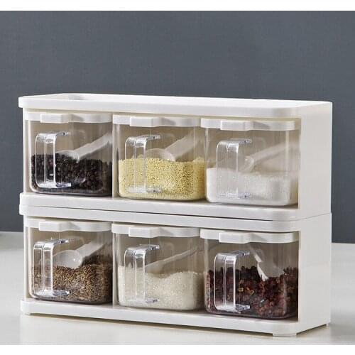 Stackable Condiment Storage Container With Drawer Plastic Seasoning Storage Box Set Kitchen Organizer Rangement Cuisine