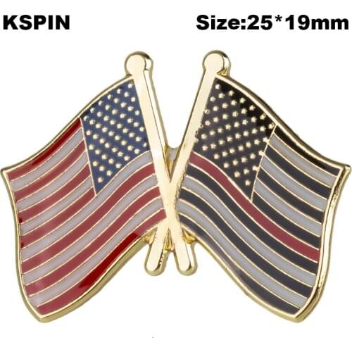 U.S.A & Thin Red Line 1 friendship Flag Badge Flag Brooch National Flag Lapel Pin International Travel Pins Collections XY0664