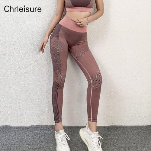 CHRLEISURE Women High Waist Leggings Seamless Fitness Patchwork Gym Activewear Running Exercise Pants Booty Sport Legging Femme