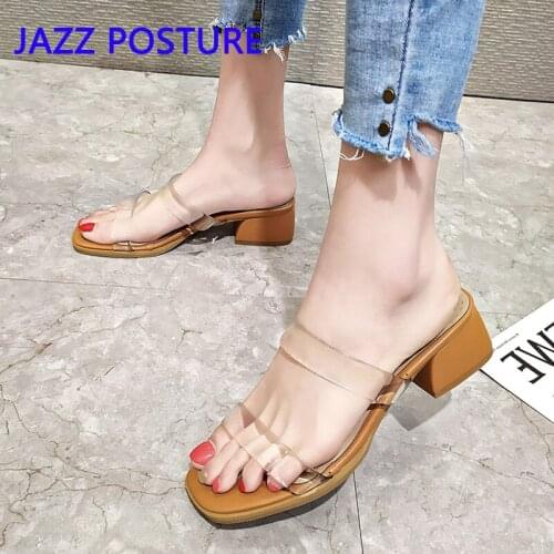 Womens Slippers New Arrival Summer Fashion Sandals Comfortable Heel Shoes Fashion Transparent High Heel Women Shoes q523