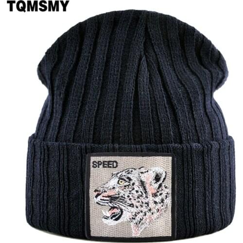 Winter Knitted wool Hats for women SKullies Beanies men Outdoor Casual Beanie Hat Embroidered snow leopard pattern ski cap bone