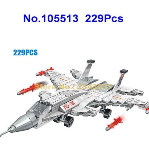 105513 229pcs Modern Military Army Weapons J-15 Flying Shark Fighter 2 Building Block Toy