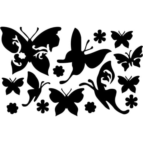 18CMX11CM Interesting Butterflies Family Animal Car Decals Pvc Customizable Colors Funny Auto Sticker Decoration