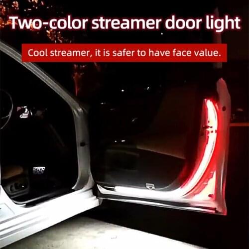 2pcs Car Door Opening Warning LED Lights Car Interior Door Welcome Light LED Safety Warning Strobe Signal Lamp Strip