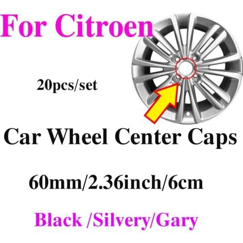 20pcs 60mm 2.36inch Auto Car Rims Wheel Hub Center Covers Auto Badge for Wheels PicassoC2/C3/C4C5/C6/C8/DS3/DS4/DS5 Car Styling