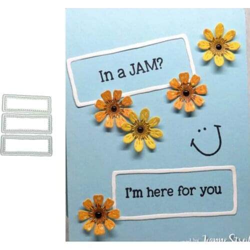 2021 Little 3pcs Rectangle Background Frame Metal Cutting Dies Stencil for Scrapbooking Craft Die Cut Mould Decoration Template