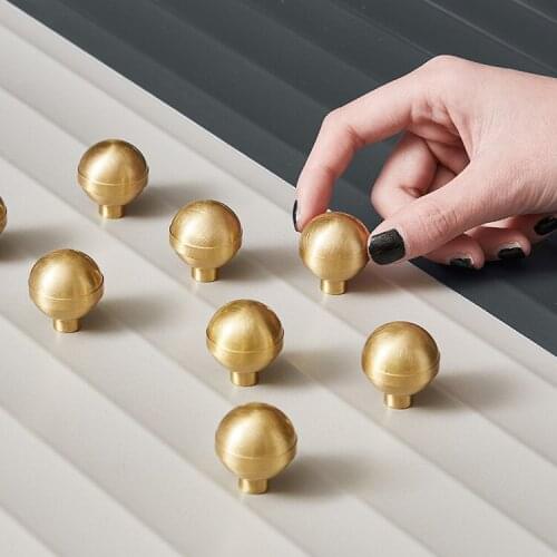 3 styles/ Gold Solid Brass Round Cabinet Door Knobs and Handles Furnitures Cupboard Wardrobe Drawer Pull Handles