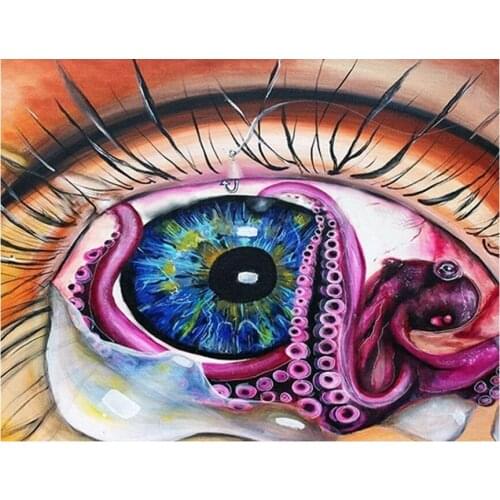 5d Diamond Painting Full Square Round Abstract eye and octopus 3D Embroidery Diamond Cross Stitch Home Decor Gift A2062