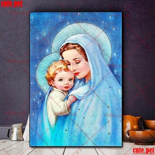 5D DIY Diamond Painting Religious Madonna And baby Embroidery Cross Stitch Full Square Round Drill icon Home Decor mosaic puzzle