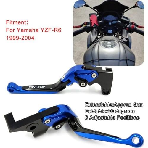 For Yamaha 1999 2000 2001 2002 2003 2004 YZF-R6 Motorbike Accessories Adjustable Extendable Foldable Brake Clutch Levers YZF R6