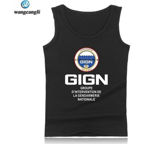 France Special Elite Police Forces Unit GIGN Raid BRI tank tops summer vest cotton sleeveless shirt casual fitness tank top men