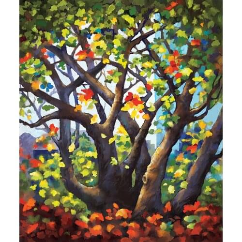Happymems 11*14in Or 16*20in DIY 5D Round Summer Tree Dimond Painting Full Square Craft