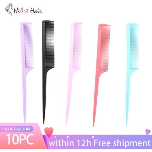 HiArt 10pc Hair Brush Anti-static Hairdressing Combs Straight Hair Brush Girls Ponytail Comb Pro Salon Hair Care Styling Tools