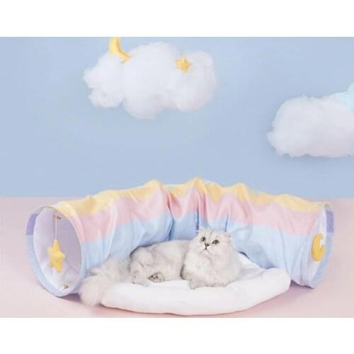2 in 1 Cat bed Toys Interactive Pets Toys Cat Tunnel Kitten Pet Products Cat Supplies Cat Stuff Cat Nest Rainbow Cat Tunnel